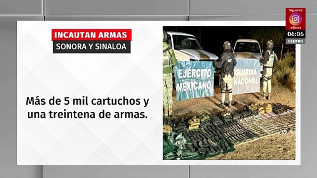 Incautan armas y más de 5 mil cartuchos tras operativos en Sinaloa y Sonora