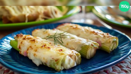 Poireaux roulés au jambon