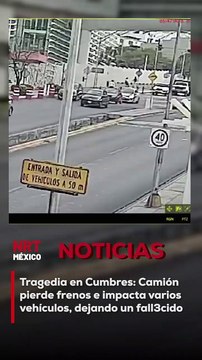 Un camión que presuntamente se quedó sin frenos impactó cuatro vehículos y atrop3lló a tres personas en Cumbres 5° sector, dejando un fallec1do y cuatro l3sionados