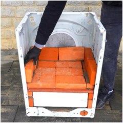 Creating wood stove from wasted washing machine