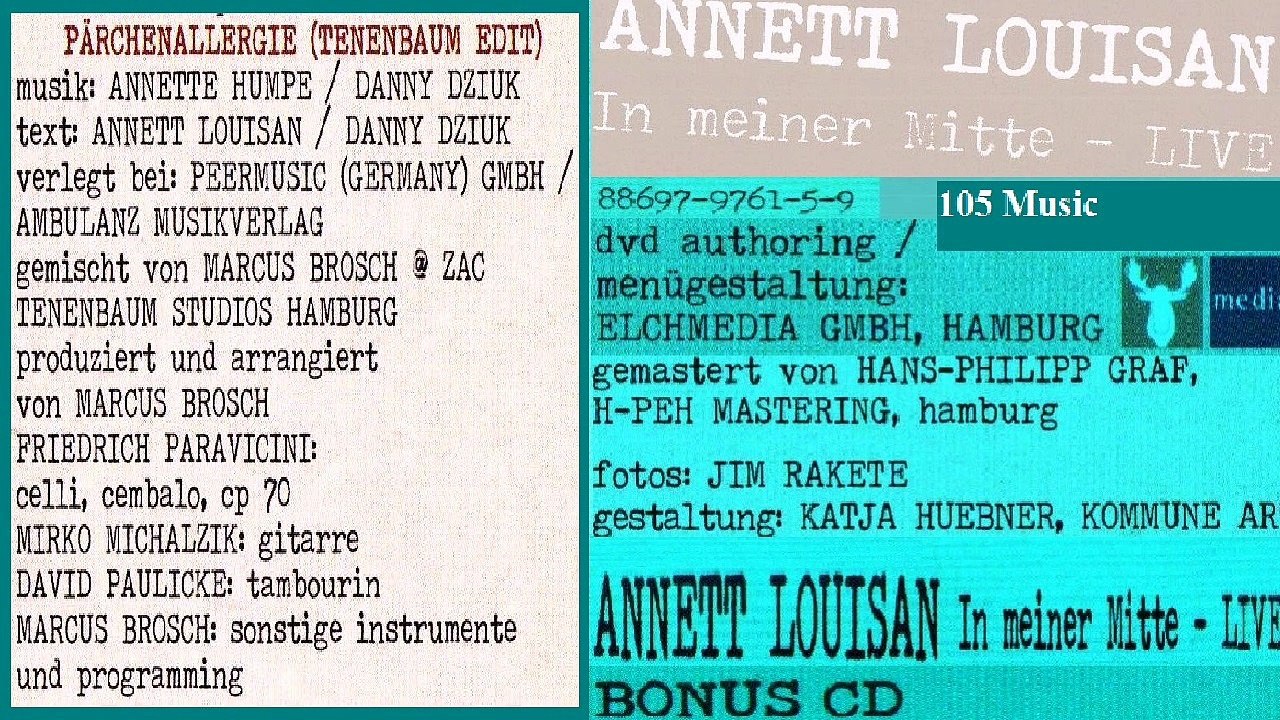 ANNETT LOUISAN — PÄRCHENALLERGIE (TENENBAUM EDIT) | BONUS-CD