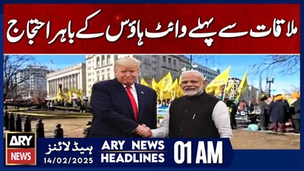 Protest Outside the White House Before the Meeting - ARY News 1 AM Headlines | 14th Feb 2025