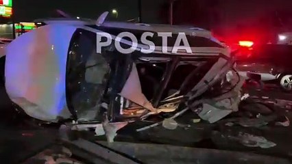 Arrastra tren a camioneta en San Nicolás; conductora sobrevive de milagro