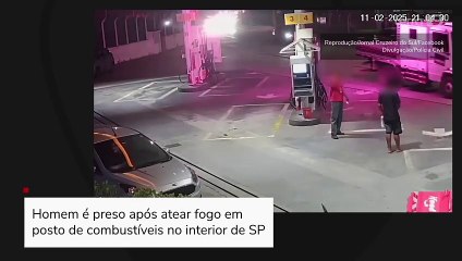 Homem é preso após atear fogo em posto de combustíveis no interior de SP