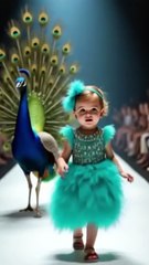Big Peacock  Cute baby fashion show #peacock #giraffe  #lion #baby #fashionshow #cute