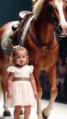 Big Horse  Cute baby fashion show #horse #peacock #giraffe  #lion #baby #fashionshow #cute