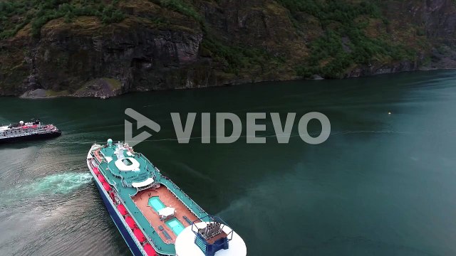 Cruise Ship, Cruise Liners On Sognefjord or Sognefjorden, Norway