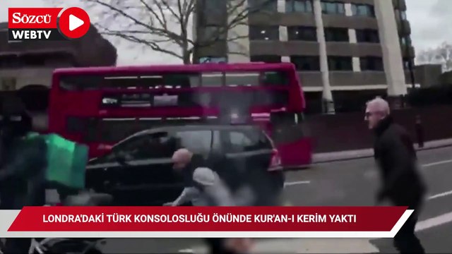 Londra'daki Türk Konsolosluğu önünde Kur'an-ı Kerim yaktı