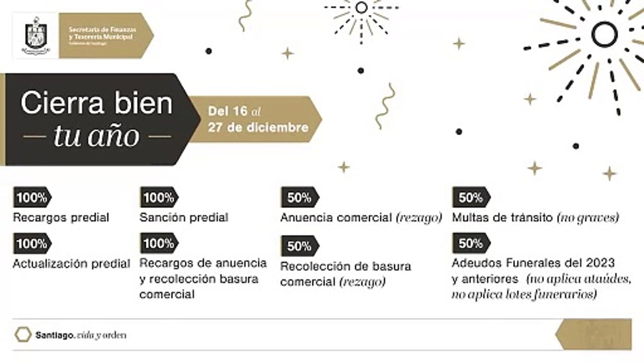Santiago cierra el año con descuentos en multas, recargos y sanciones