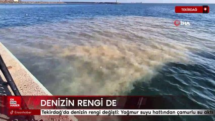 Tekirdağ'da denizin rengi değişti: Yağmur suyu hattından çamurlu su aktı