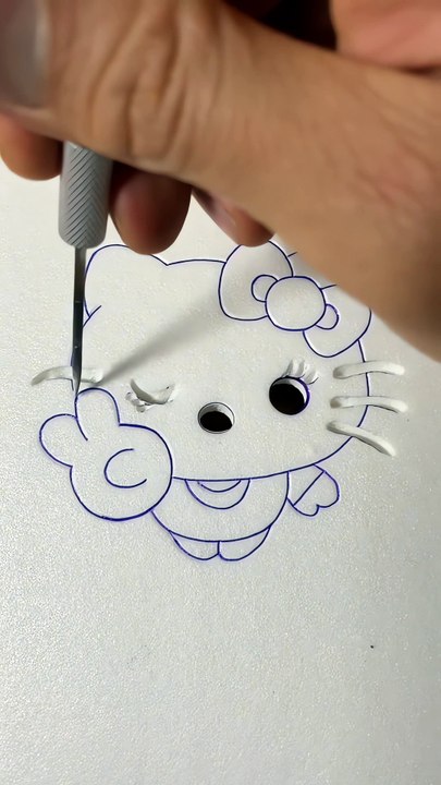 Satisfying Hello Kitty Drawing ASMR  #satisfying #styrofoam #drawing #shorts #ArtCut #ASMR