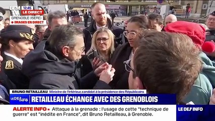 "Je veux faire la guerre aux narcotrafiquants", affirme Bruno Retailleau lors d'un échange avec des Grenoblois