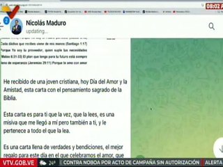 Pdte. Nicolás Maduro: He recibido una carta con el pensamiento sagrado de la Biblia