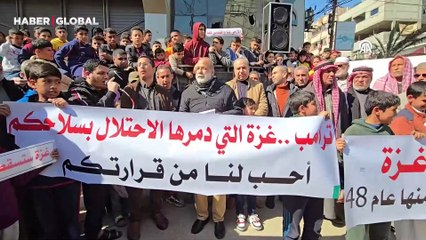 Trump'ın Gazze'yi "devralma" ve Filistinlileri zorla yerinden etme planı protesto edildi