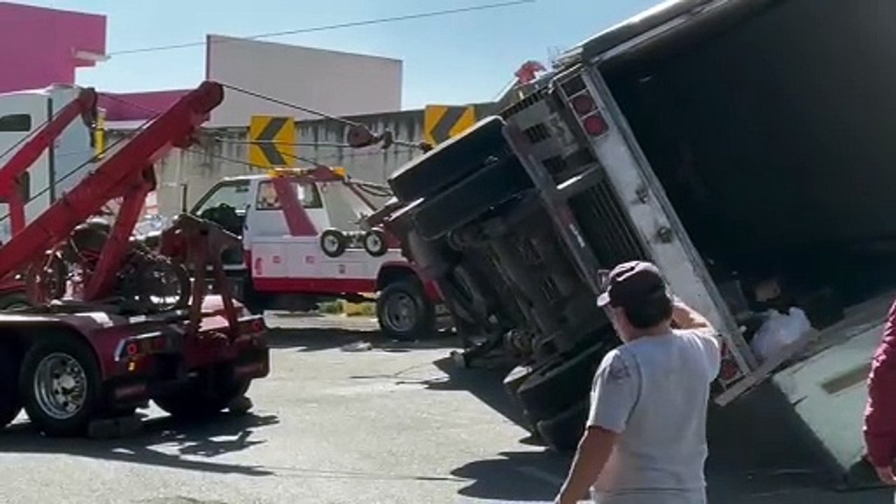 ¡Hot-dogs salen disparados! Vuelca trailer de salchichas en la México-Querétaro