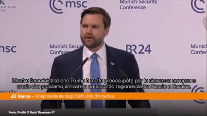 Vance "Europa non è minacciata da Russia o Cina ma dall'interno"