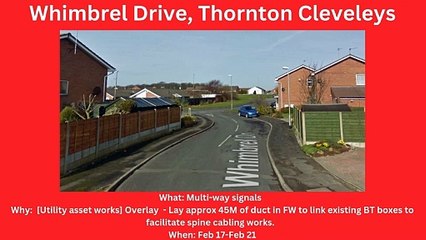 Fylde & Wyre roadworks Feb 17-Feb 22