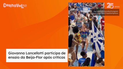 Giovanna Lancellotti participa de ensaio da Beija-Flor após críticas