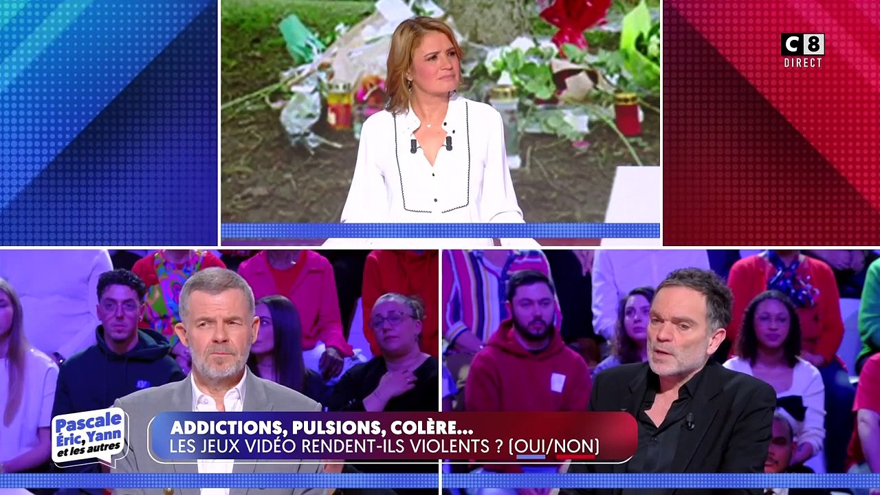 Yann Moix insulte ouvertement les adultes qui jouent à des jeux-vidéos suite au meurtre de la petite Louise (11 ans) sur le plateau de C8.Crédit : Pascale, Éric, Yann et les autres/C8