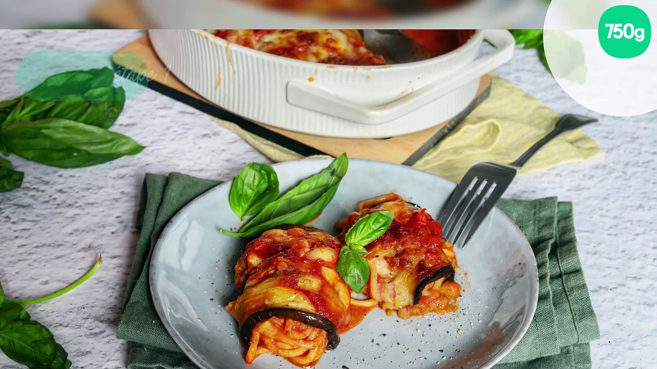 Roulades d'aubergines farcies aux spaghettis