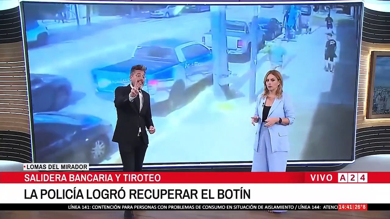 A24.com - 🔴 VIOLENTA SALIDERA BANCARIA Y TIROTEO  Un pizzero fue víctima cuando delincuentes le