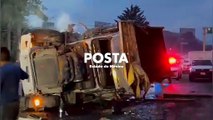 Colapsa vialidad en la Chamapa-Lechería; vuelca camión de carga (VIDEO)