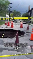 Se forma socavón por lluvias en la colonia Fidel Velázquez