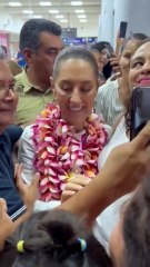Sheinbaum llega a Minatitlán para reanudar gira con AMLO en Veracruz y Oaxaca