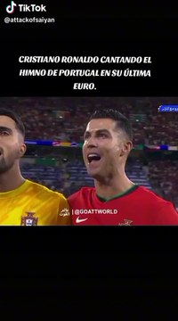 La emoción de Cristiano Ronaldo al cantar el himno de Portugal en la Eurocopa