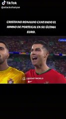 La emoción de Cristiano Ronaldo al cantar el himno de Portugal en la Eurocopa
