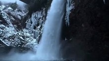 Beautiful snowy waterfall