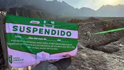 Clausura Gobierno de Nuevo León obras e incauta camiones en La Huasteca