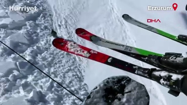 Palandöken’de korku dolu anlar! Çığ böyle görüntülendi