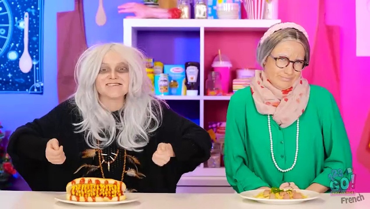 Nouveau défi de Mercredi VS Mamie à la cuisine ! Astuces alimentaires faciles par 123 GO! CHALLENGE