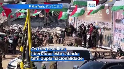Hamas liberta três reféns israelitas em troca de mais de 300 prisioneiros palestinianos