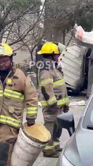 VIDEO | Trágico accidente vial en Santiago deja dos empleados muertos tras volcar su camión