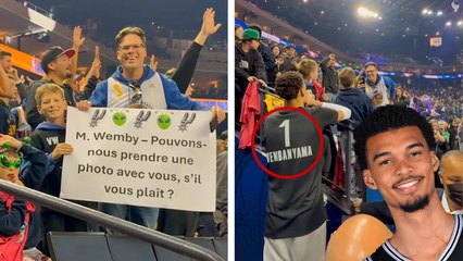 All-Star NBA 2025: Wemby cumple el sueño de dos niños y se toma una foto con ellos tras su pancarta