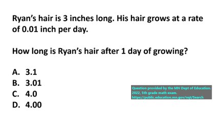 Real state exam question on adding decimals (#1). 5th Grade Math.