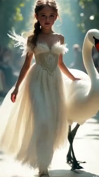 Big Elegant Swan Cute baby fashion show #elegant #giraffe #lion #baby #fashionshow #cute
