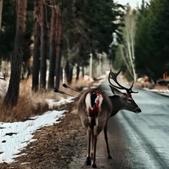 Injured deer helped on the road