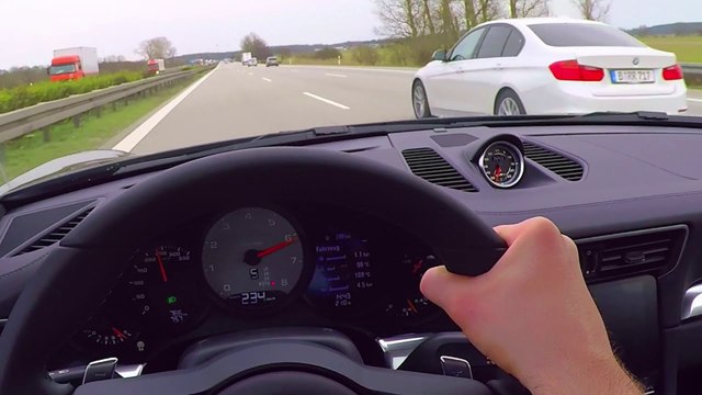 Porsche 911 Onboard Acceleration Driver view 991 S Turbo Autobahn Sound