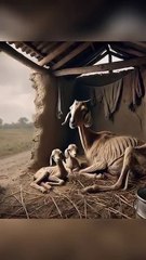 बकरी और उसके बच्चे भूखा प्यासा एक झोपड