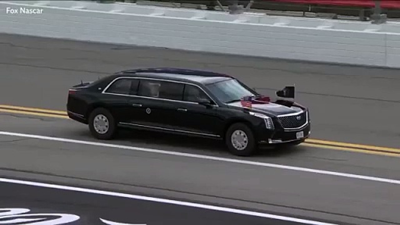 Trump laps NASCAR track in presidential limousine at Daytona 500