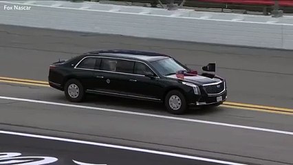 Trump laps NASCAR track in presidential limousine at Daytona 500