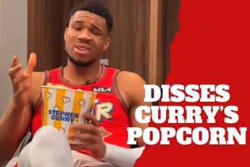 He had better! Giannis Antetokounmpo not impressed with Steph Curry popcorn at NBA All-Star Game
