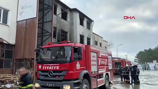 Samsun’da kauçuk fabrikasında çıkan yangın, 4 saatte söndürüldü