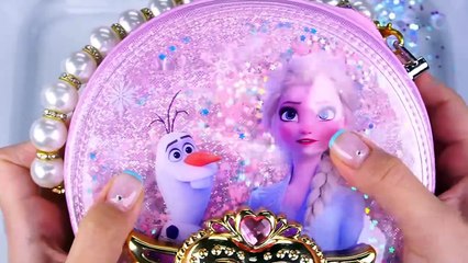 Frozen Galaxy Slime Mixing Random Cute, shiny things into slime #ASMR #slimevideos #slime #엘사슬라임