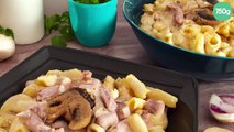 Pâtes aux champignons à la crème et aux lardons