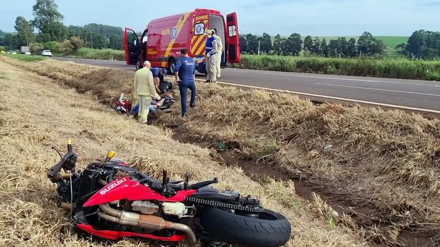 Motociclista fica ferido em acidente de trânsito na BR-467, em Cascavel