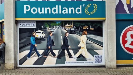 Beatles mural in Peterborough city centre